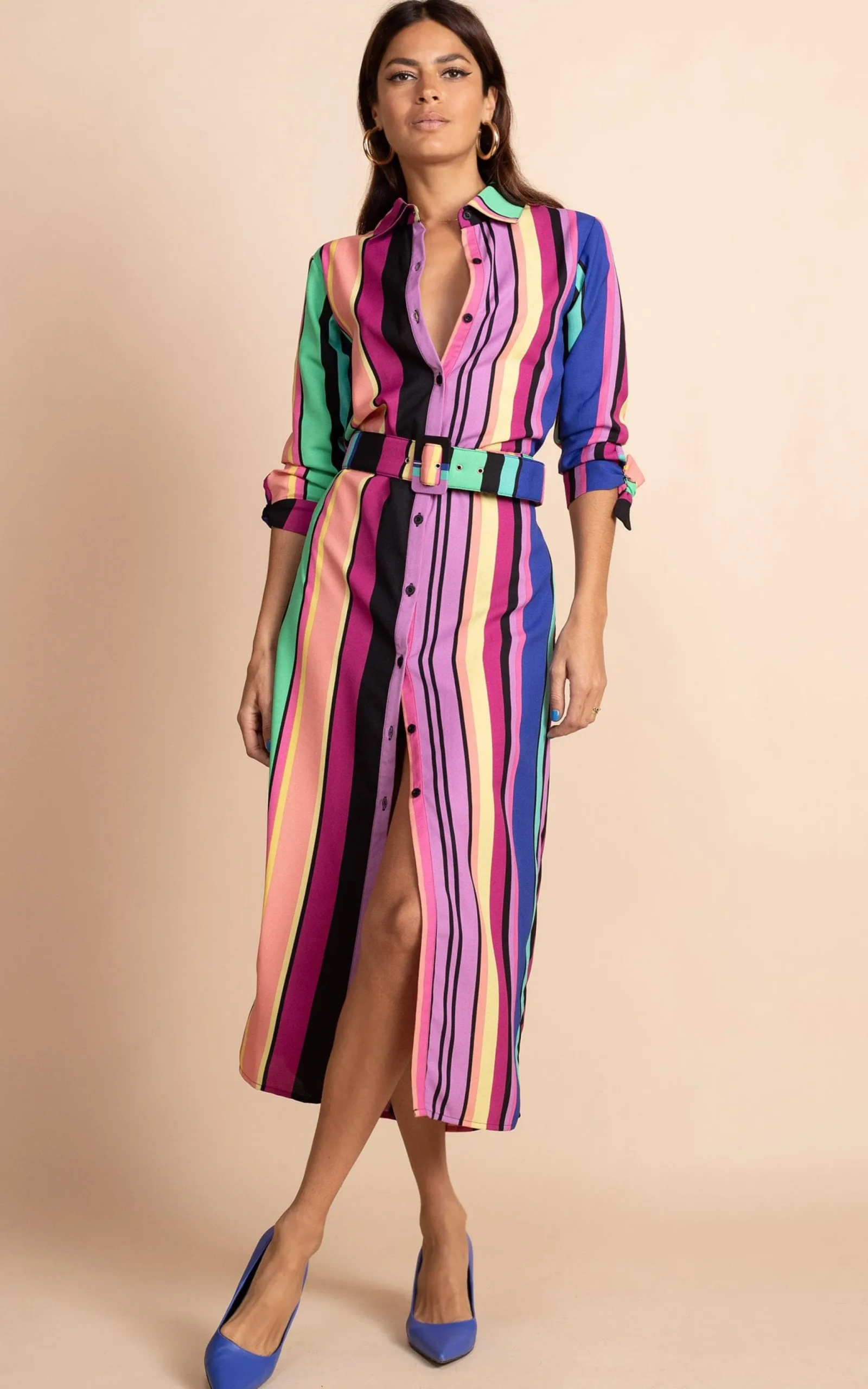 Alva Midi Shirt Dress In Stripe