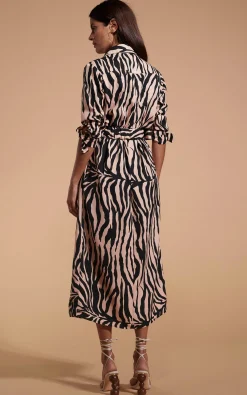 Alva Midi Shirt Dress In Blush Zebra