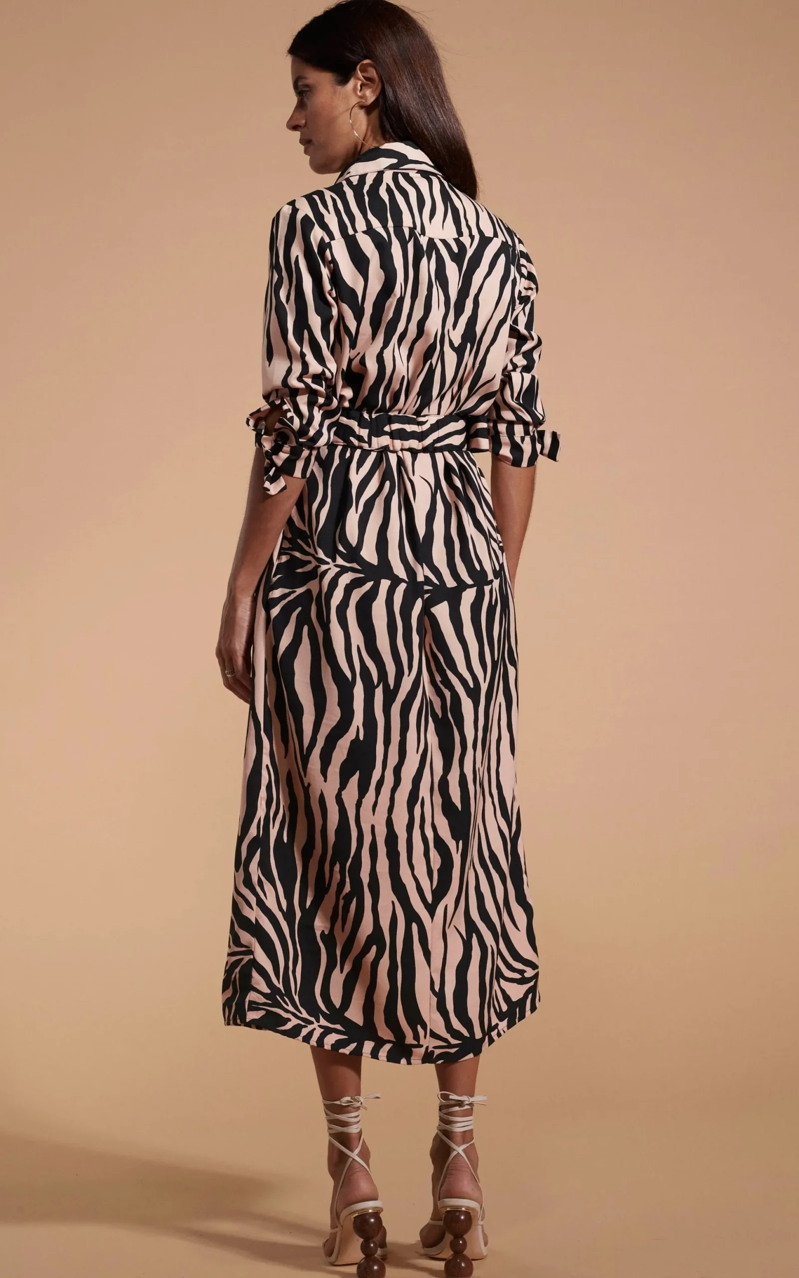 Alva Midi Shirt Dress In Blush Zebra