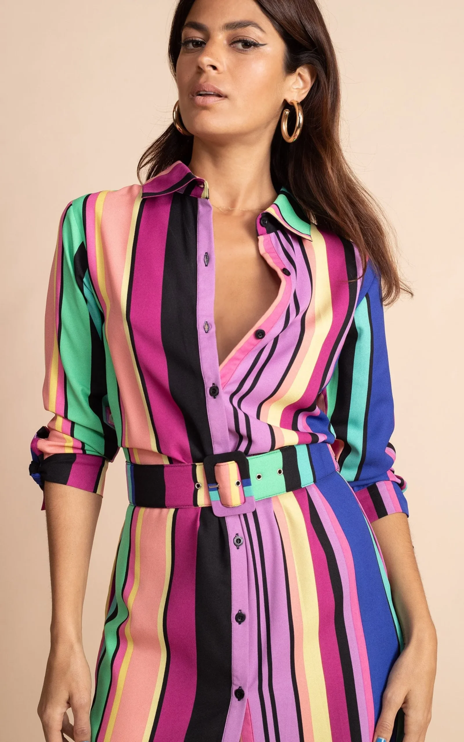 Alva Midi Shirt Dress In Stripe