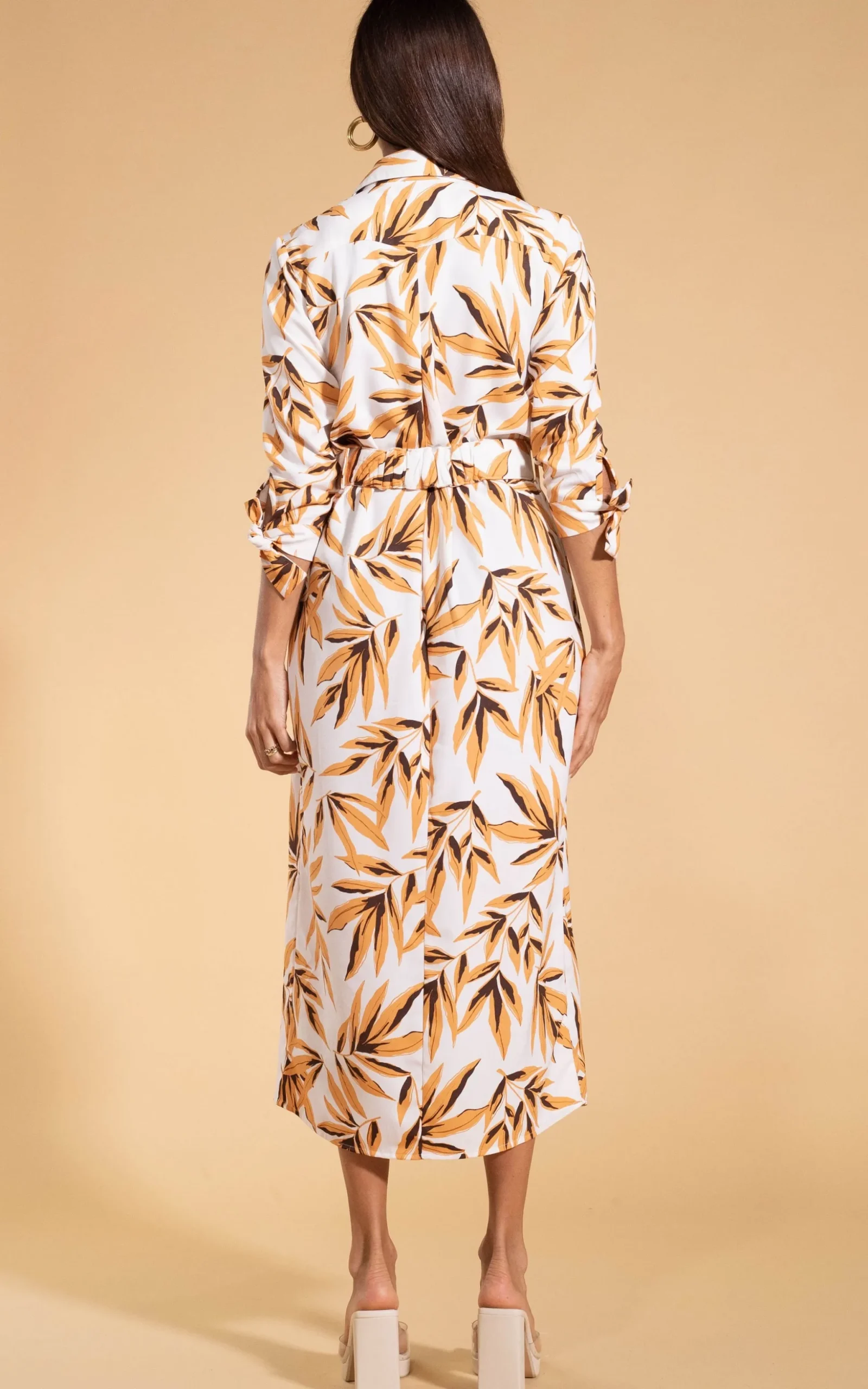 Alva Midi Shirt Dress In Tropic Natural