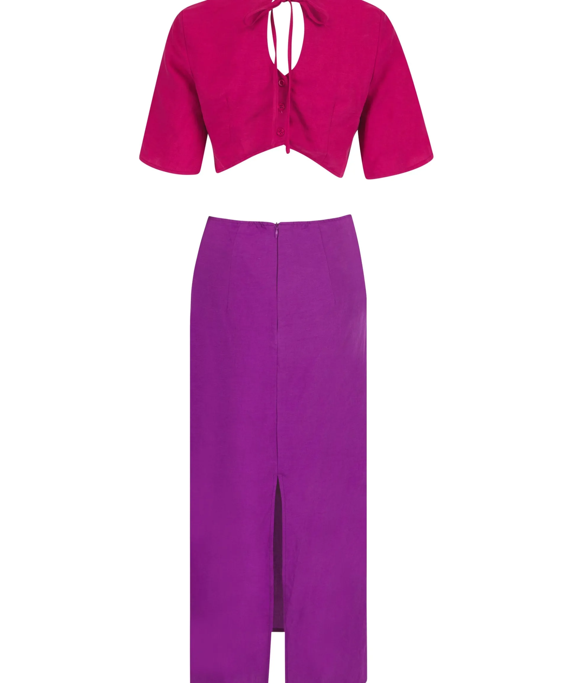 Arabella Linen Dress In Raspberry & Purple Mix