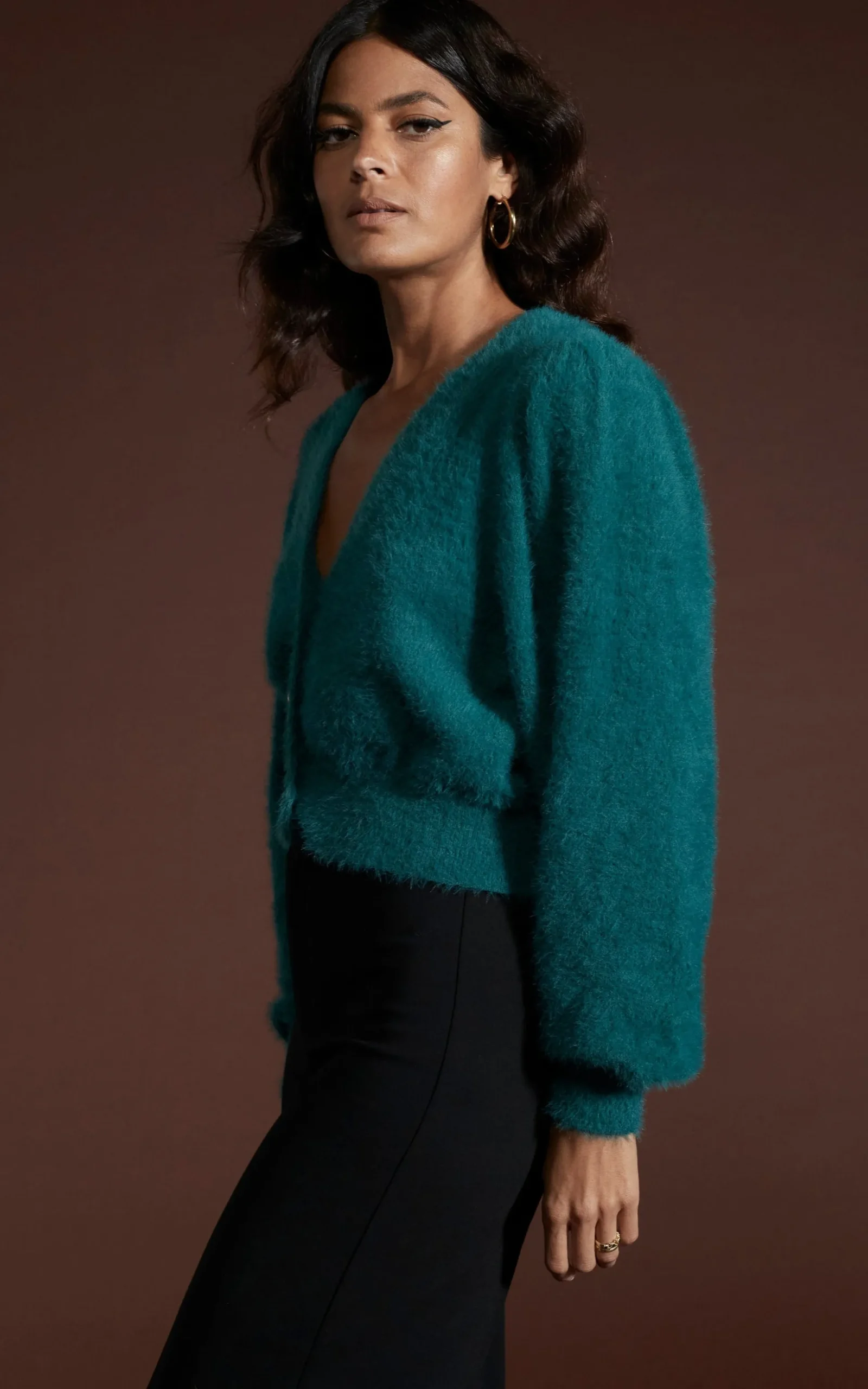 Ariana Cropped Cardigan In Forest Green