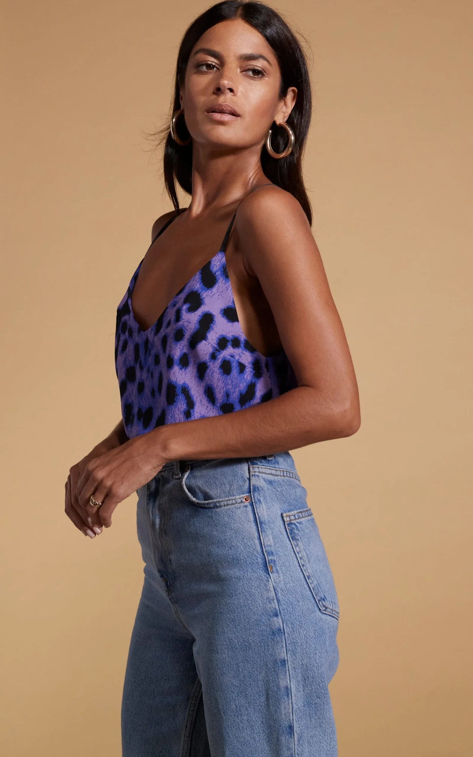 Birdie Cami Top In Lilac Leopard