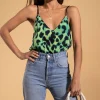 Birdie Cami Top In Lime Leopard