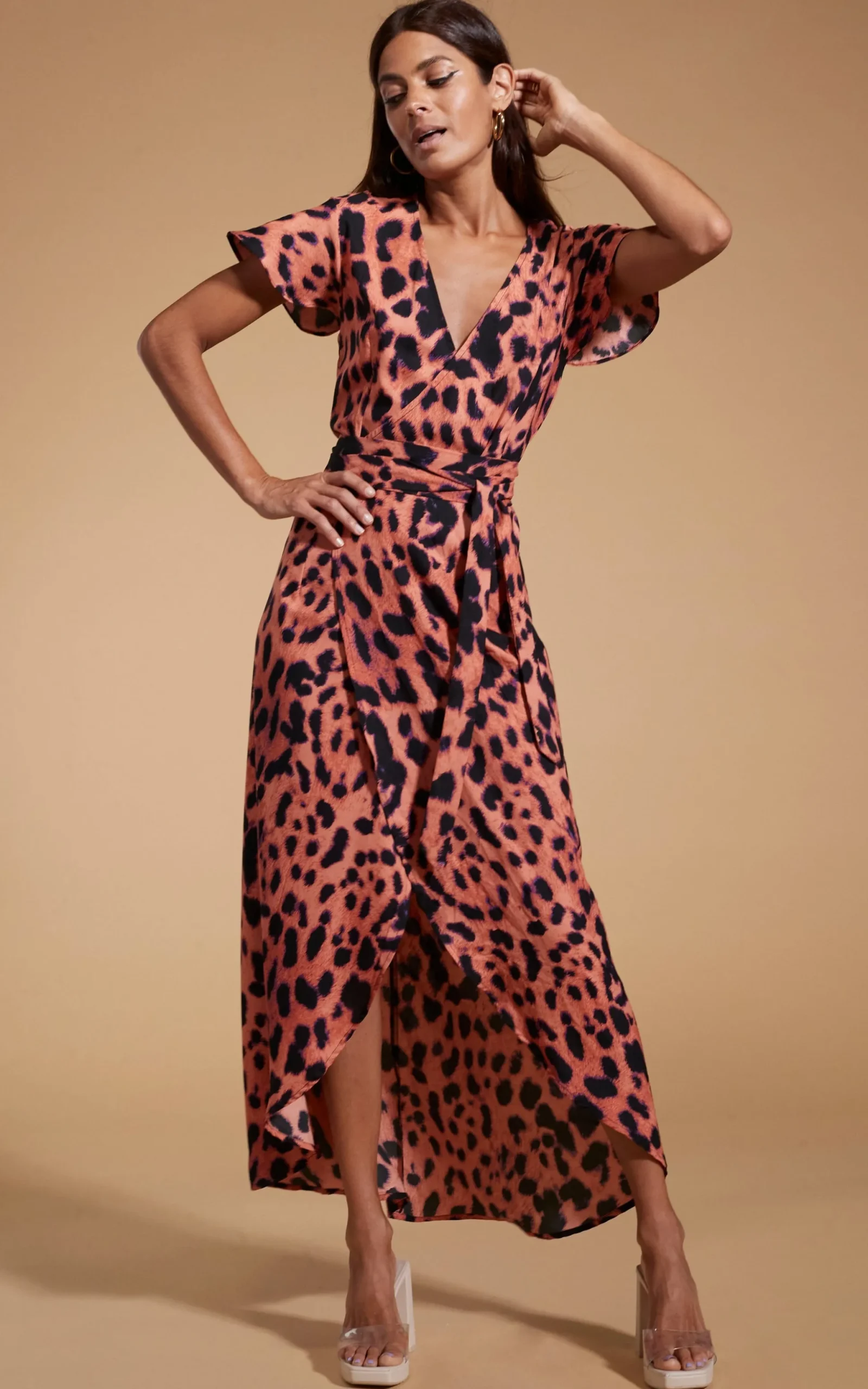 Cayenne Dress In Plorange Leopard
