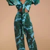 Cuba Trousers In Vintage Palm Blue Base