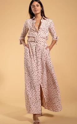 Dove Dress In Abstract Black On Beige