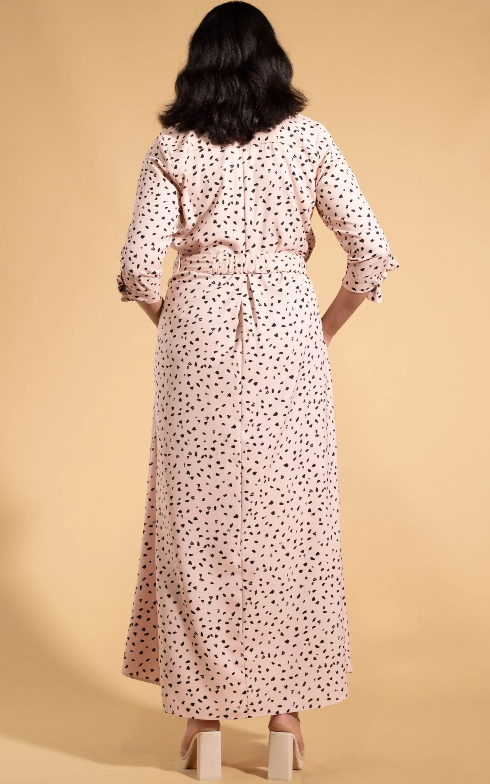 Dove Dress In Abstract Black On Beige
