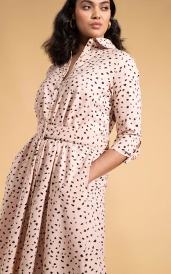 Dove Dress In Abstract Black On Beige