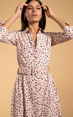 Dove Dress In Abstract Black On Beige