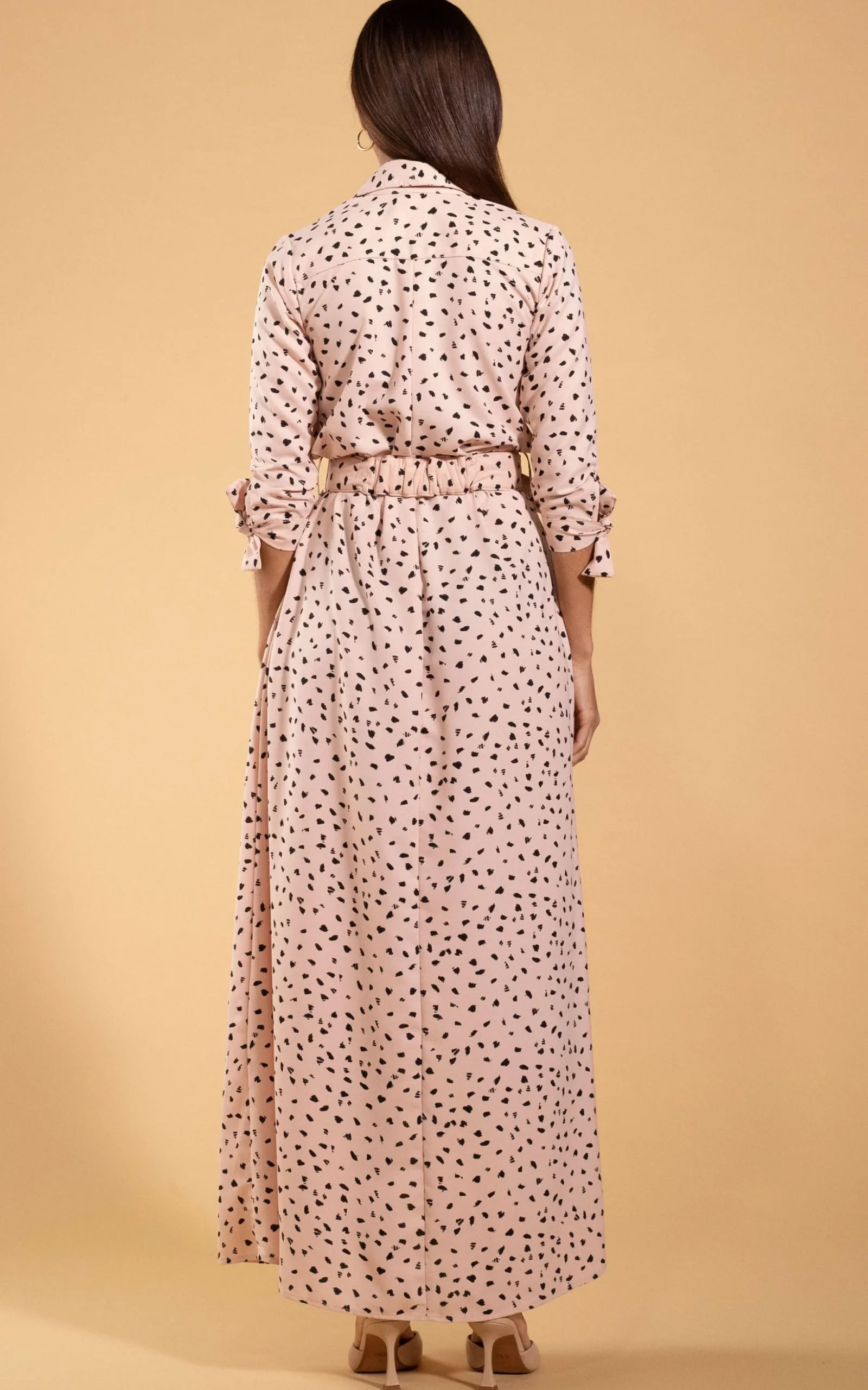 Dove Dress In Abstract Black On Beige