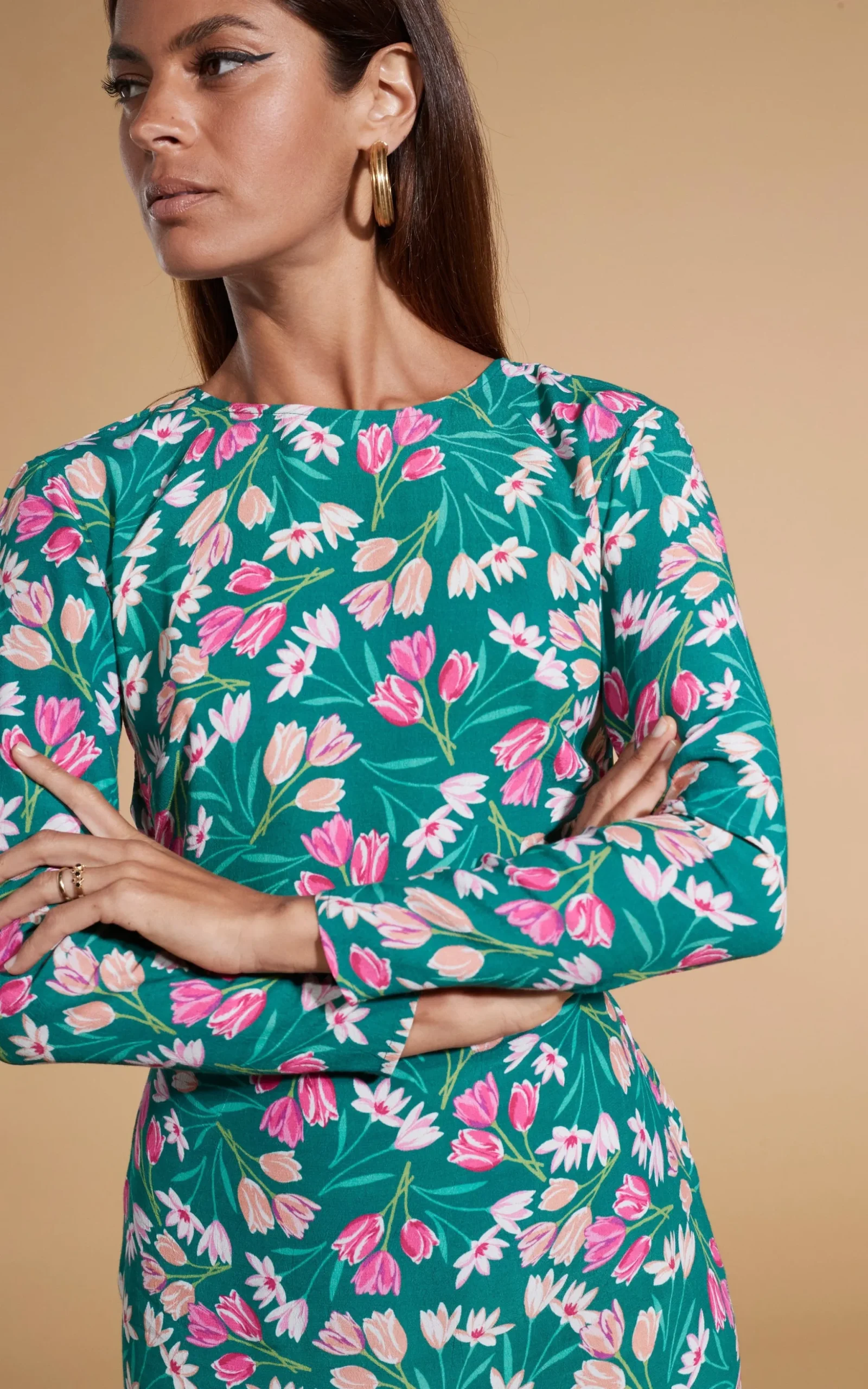Estella Midaxi Dress In Green Tulip
