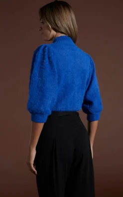 Felix Cropped High Neck Jumper In Blue