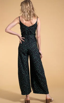 Gabriella Jumpsuit In Abstract Green On Black