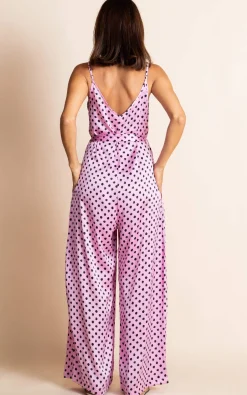 Gabriella Jumpsuit In Pink Polka Dot