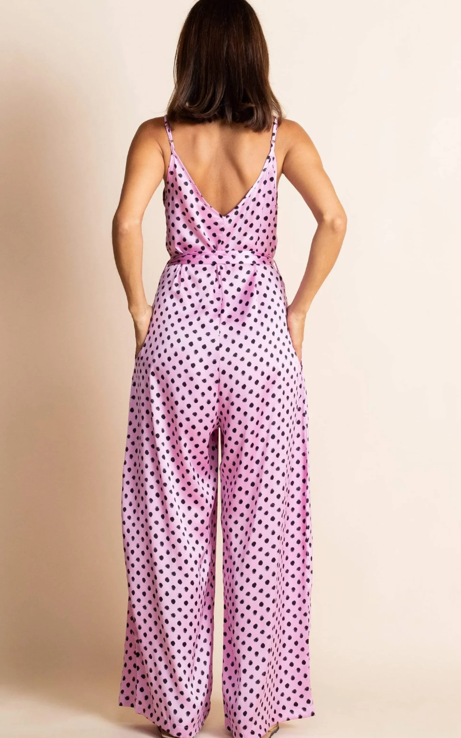 Gabriella Jumpsuit In Pink Polka Dot