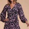 Ginger Mini Wrap Dress In Pink On Black Cloud