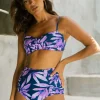 Halo Cala Jondal Bikini Bottoms In Watercolour Purple Leaf