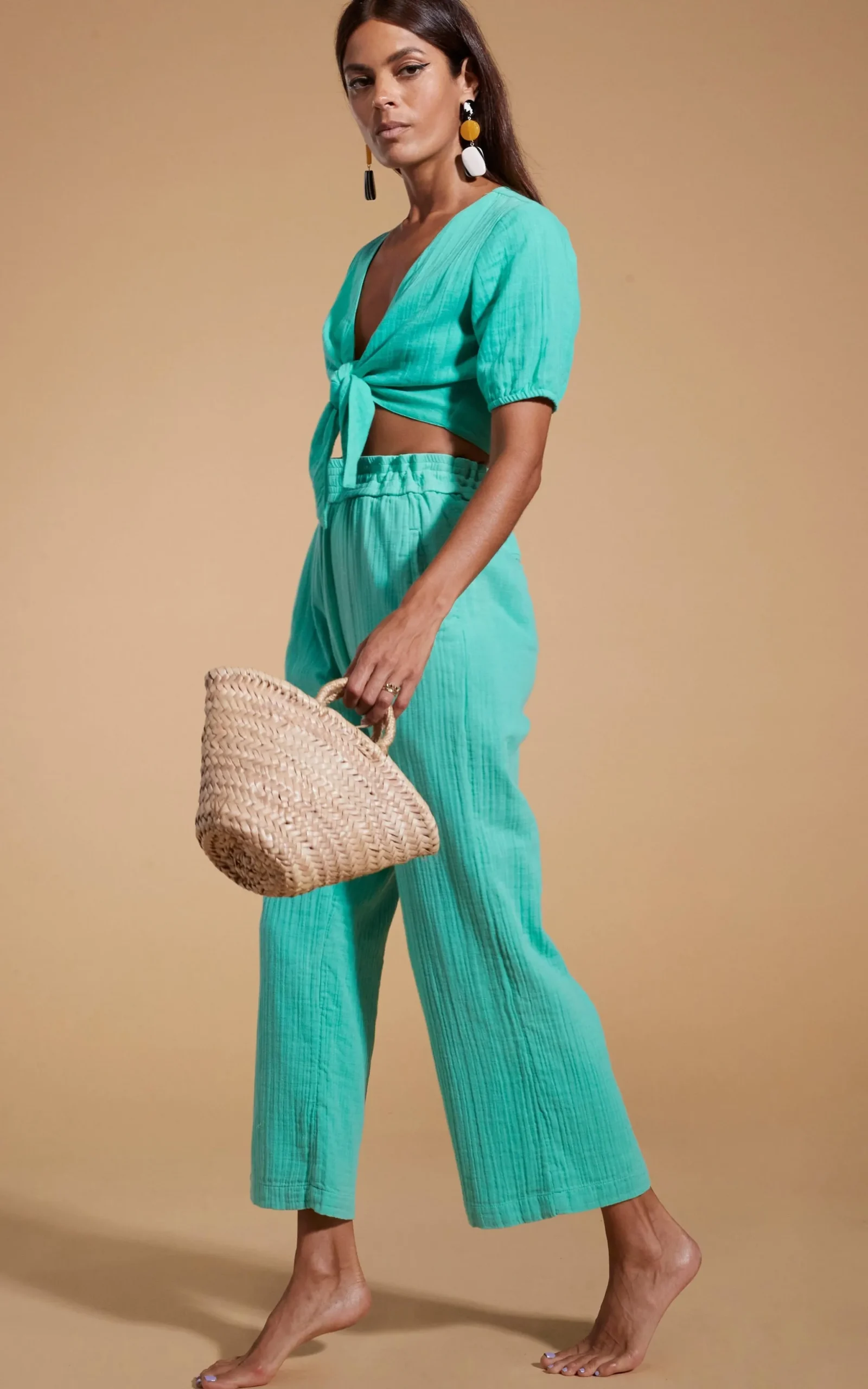 Halo Indra Tie Top In Mint Green