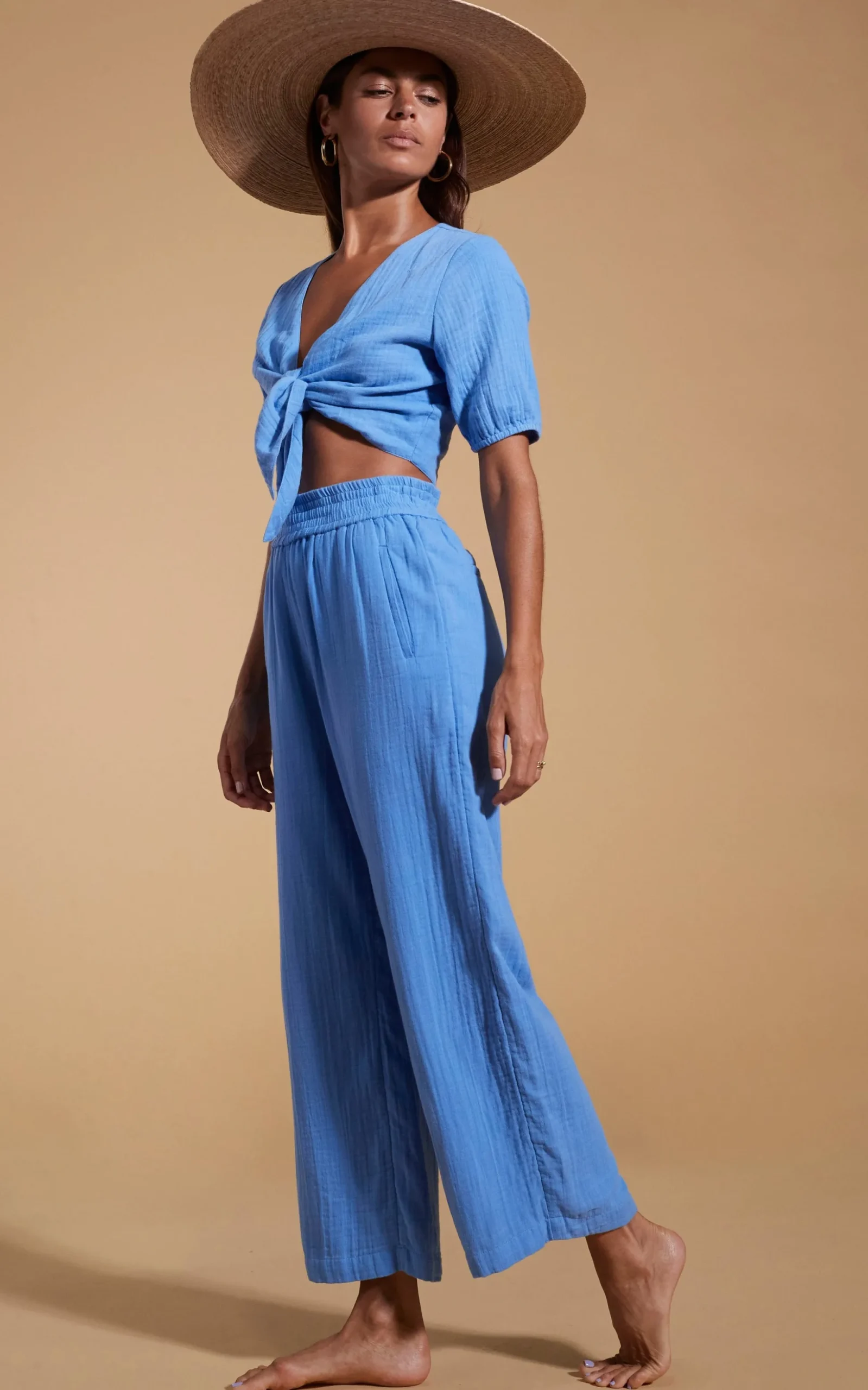 Halo Indra Tie Top In Sky Blue