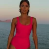 Halo Kiara Belted Swimsuit In Hot Pink