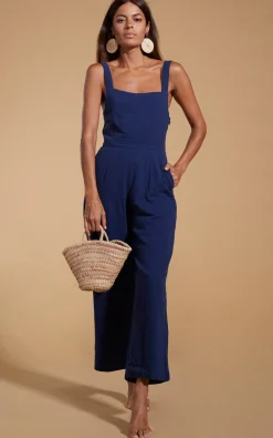 Halo Kimani Twist Back Jumpsuit In Navy