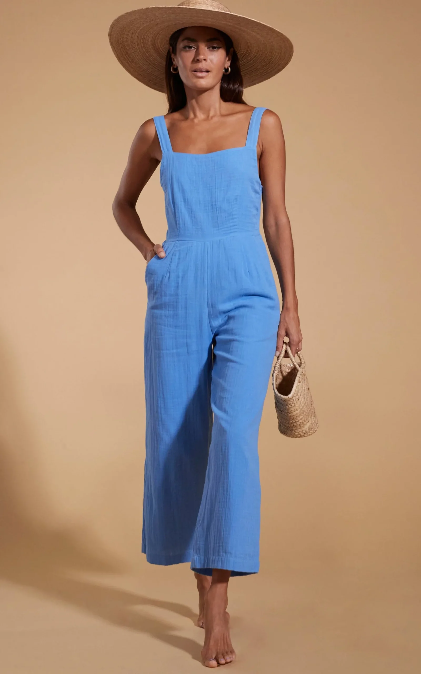 Halo Kimani Twist Back Jumpsuit In Sky Blue