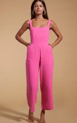 Halo Kimani Twist Back Jumpsuit In Magenta
