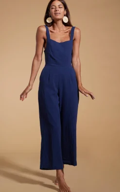 Halo Kimani Twist Back Jumpsuit In Navy