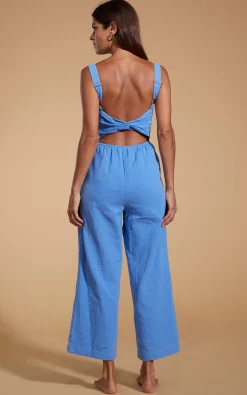 Halo Kimani Twist Back Jumpsuit In Sky Blue