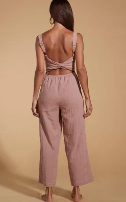 Halo Kimani Twist Back Jumpsuit In Fawn