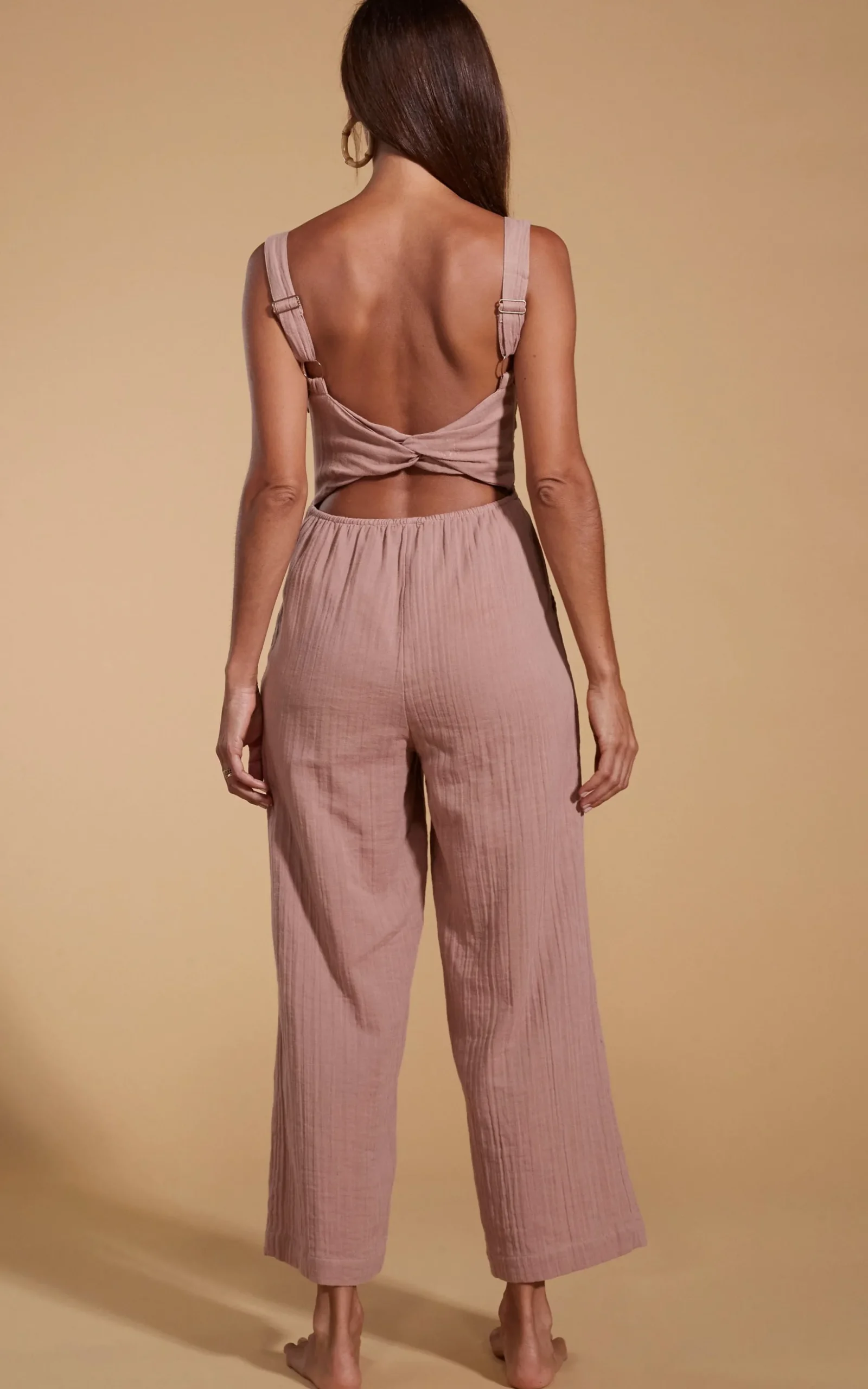 Halo Kimani Twist Back Jumpsuit In Fawn