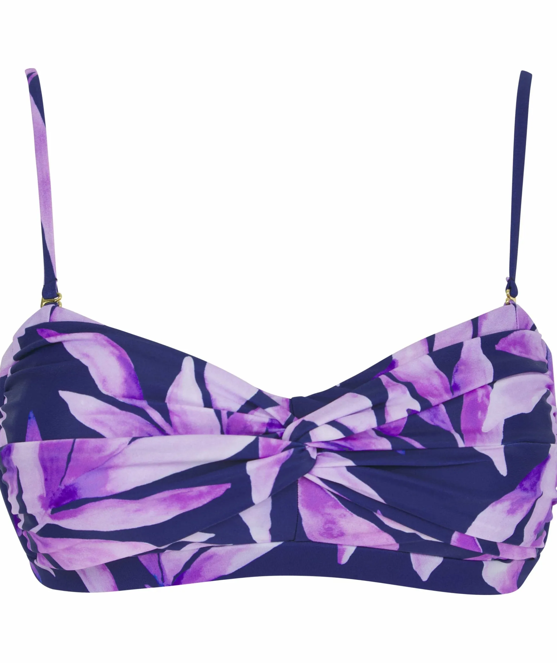 Halo Lalita Bandeau Bikini Top In Watercolour Purple Leaf