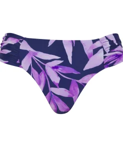 Halo Miyanna Ruched Brief In Watercolour Purple Leaf