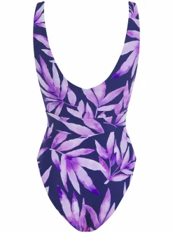 Halo Sa Caleta Swimsuit In Watercolour Purple Leaf