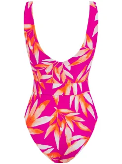 Halo Sa Caleta Swimsuit In Watercolour Orange Leaf