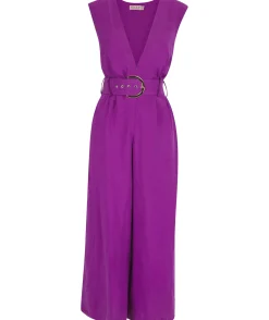 Indy Linen Jumpsuit In Purple-Reversible