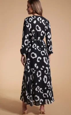Jagger Maxi Dress In Oversized Mono Leopard