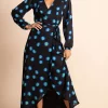 Jagger Maxi Dress In Polka Dot Blue On Black