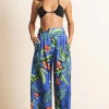 Joey Palazzo Trousers In Blue Tropical