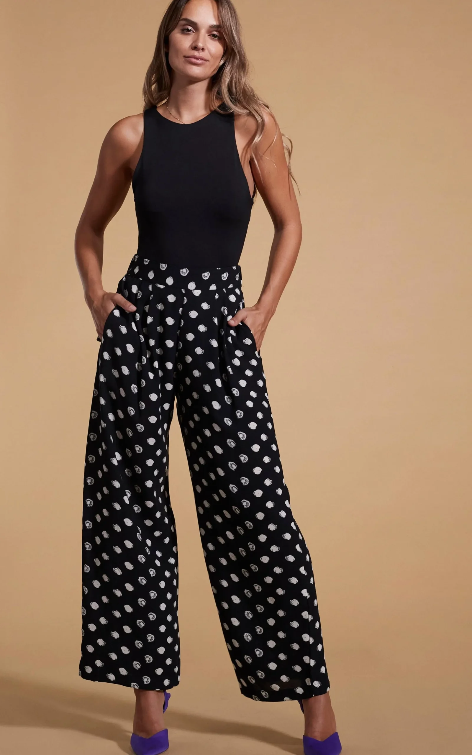 Joey Palazzo Trousers In Painted Dot