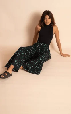 Joey Palazzo Trousers In Abstract Green On Black