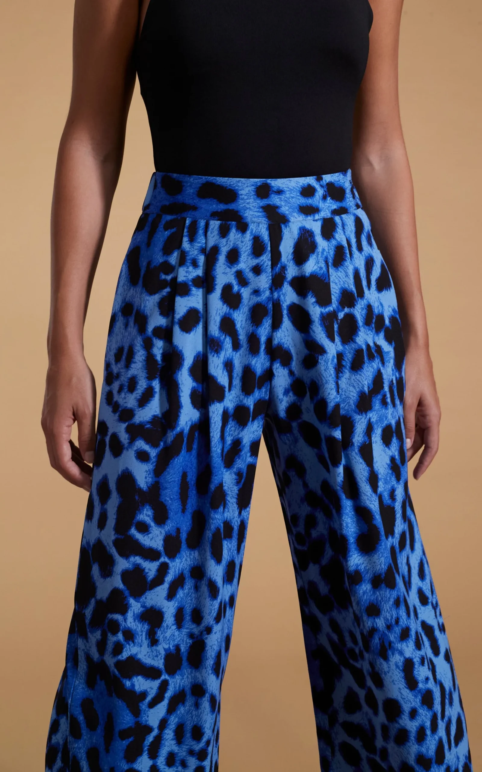 Joey Palazzo Trousers In Bright Blue Leopard