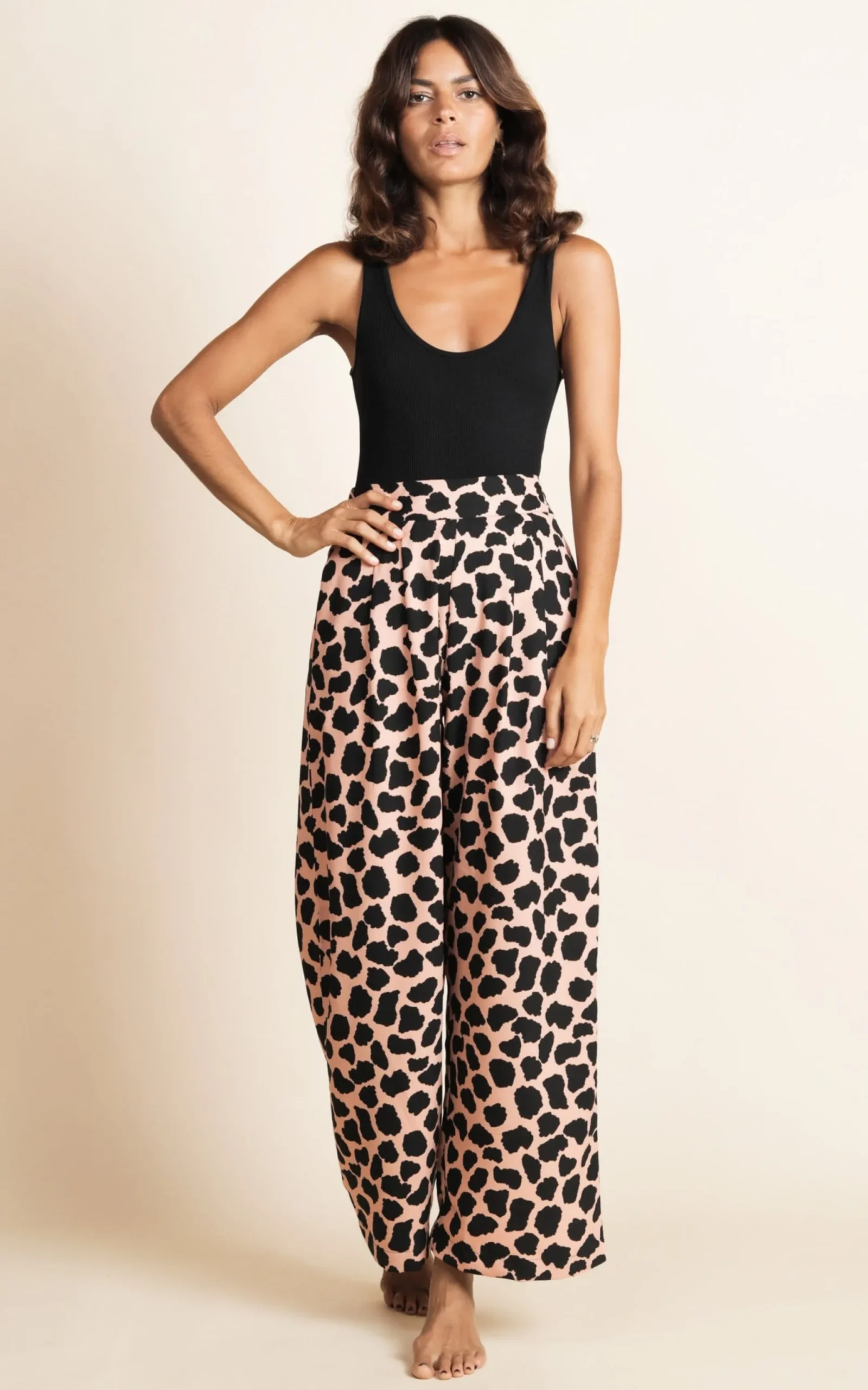Joey Palazzo Trousers In Beige Cloud