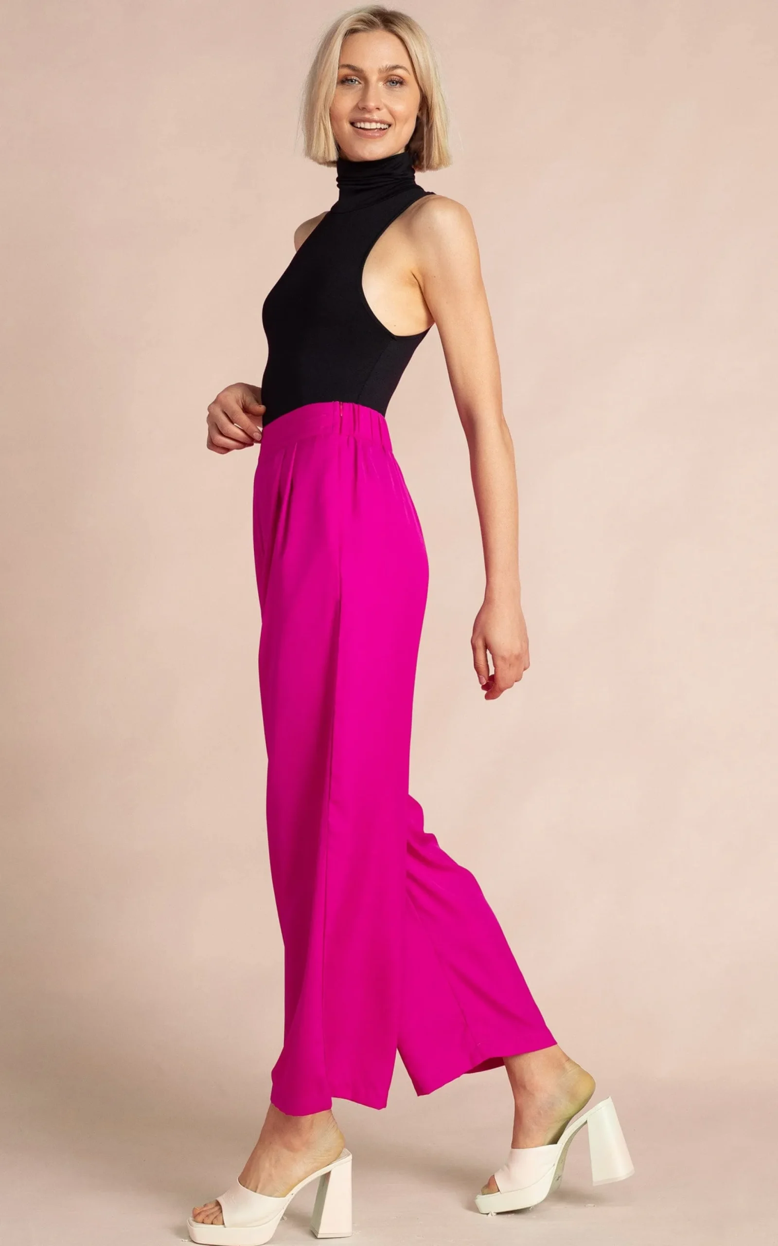 Joey Palazzo Trousers In Magenta