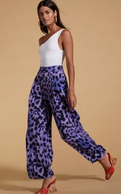 Joey Palazzo Trousers In Lilac Leopard