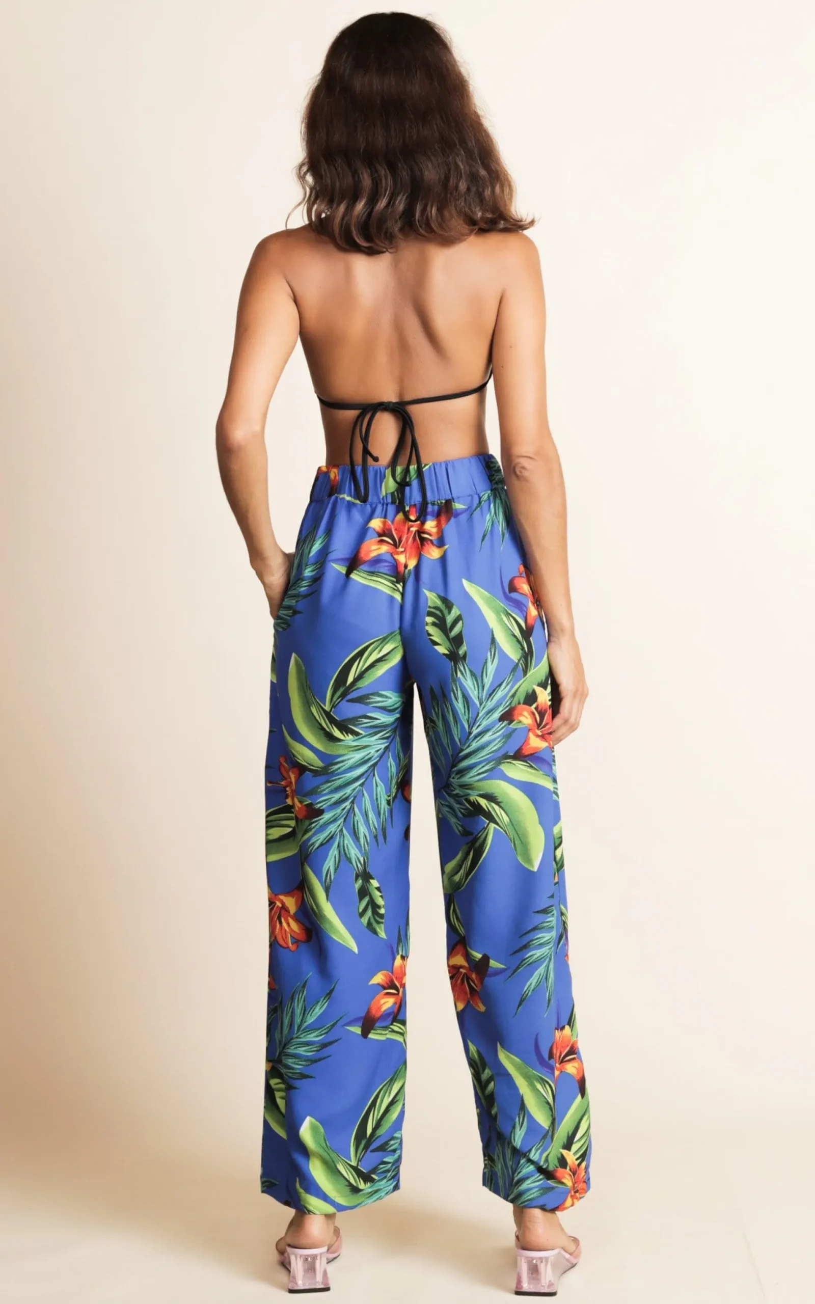 Joey Palazzo Trousers In Blue Tropical