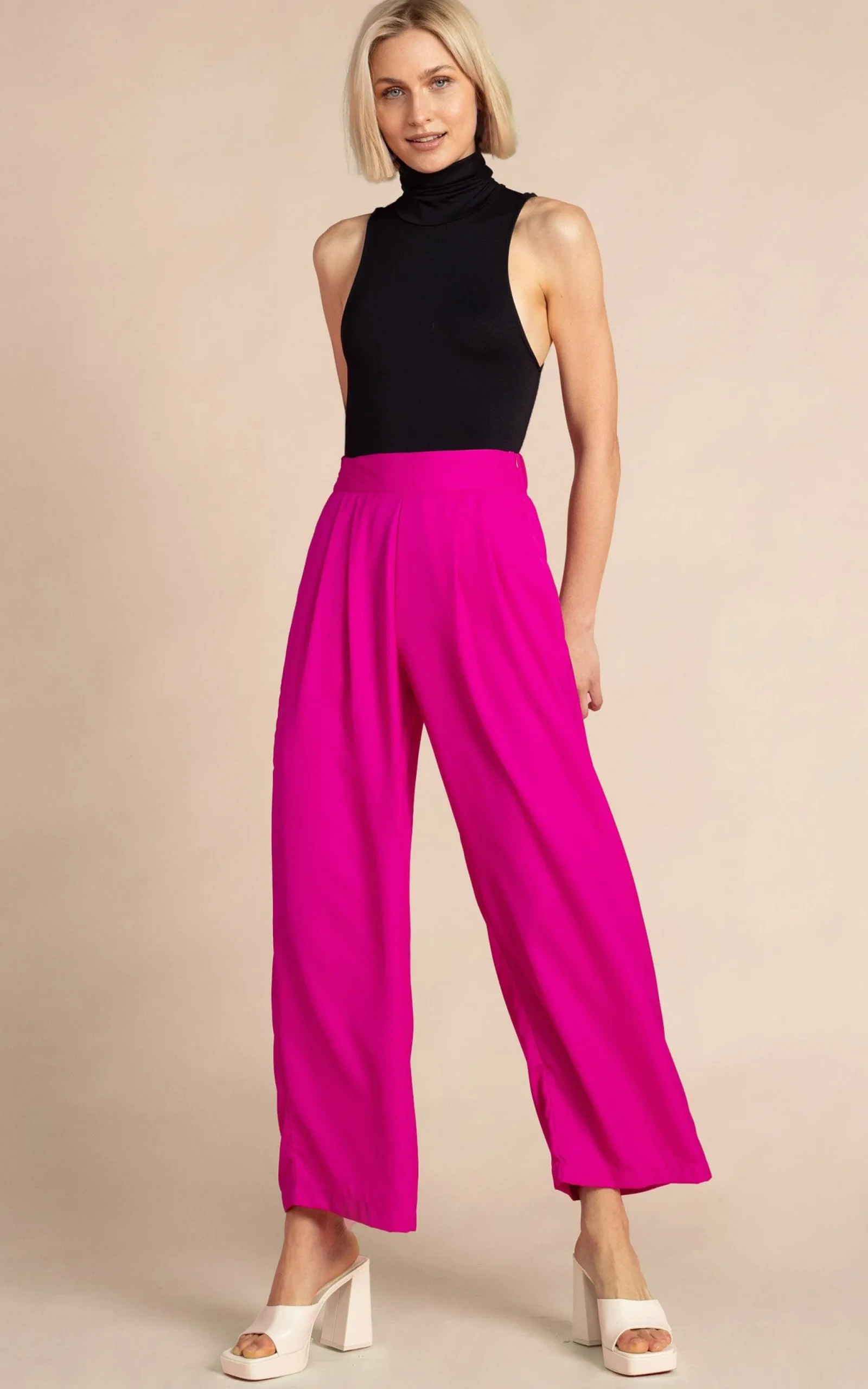 Joey Palazzo Trousers In Magenta