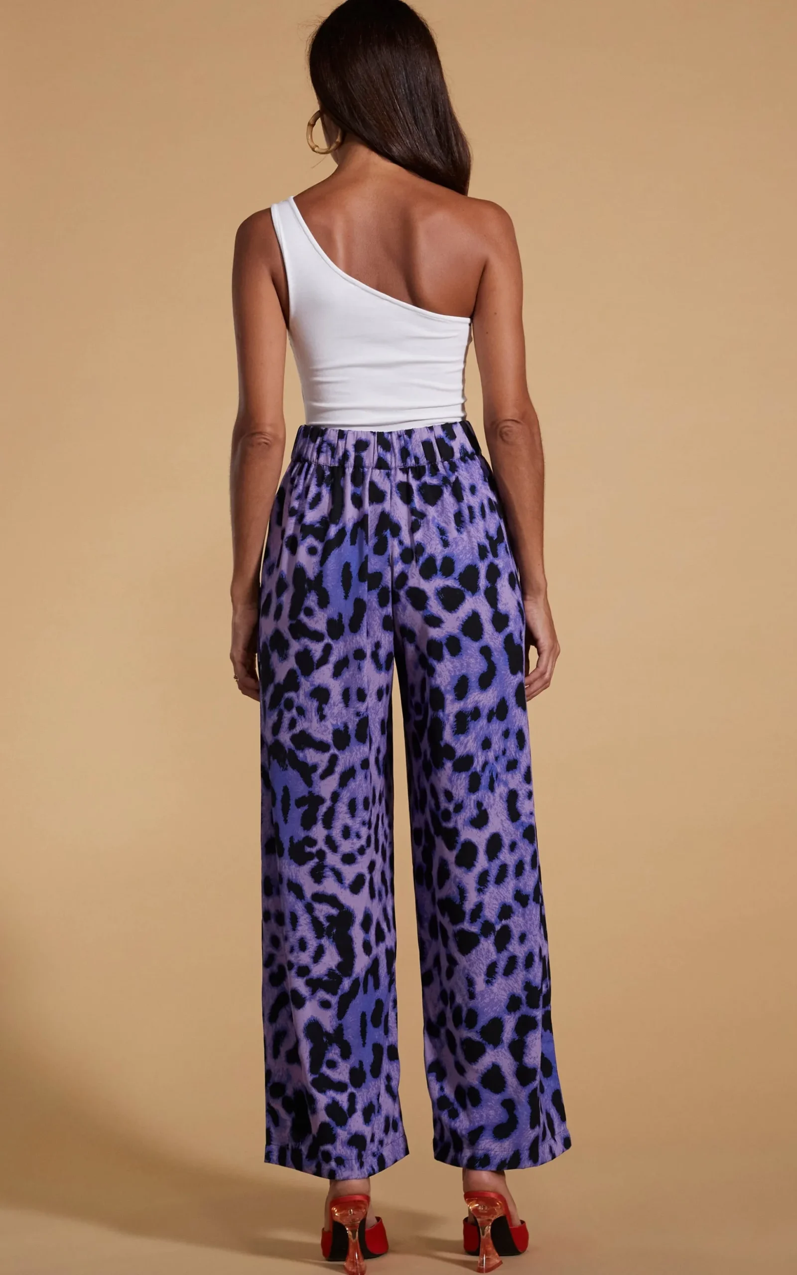 Joey Palazzo Trousers In Lilac Leopard